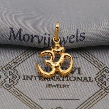 Handmade 20k Gold Aum Om Pendant: Lightweight Indian Jewelry