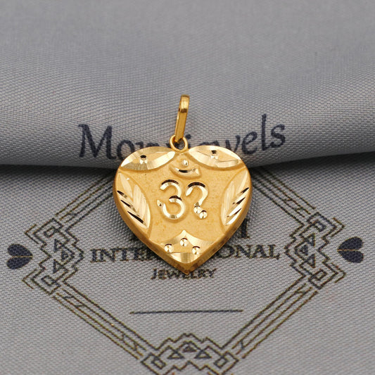 20k Yellow Gold Om Pendant: Lightweight Indian Jewelry