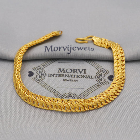 22k Gold Link Chain Bracelet For Women: Handmade Indian Style Jewelry, K6353