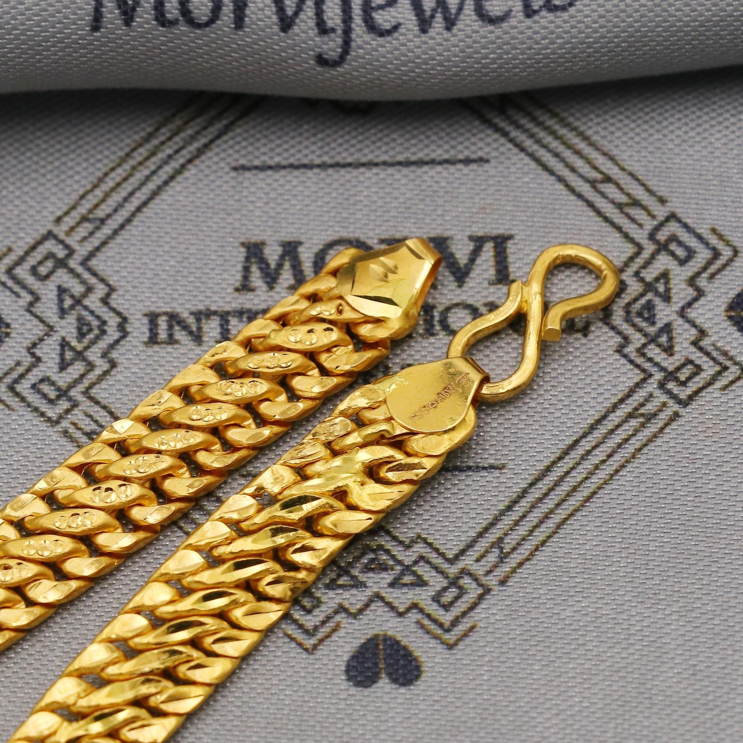 22k Gold Link Chain Bracelet For Women: Handmade Indian Style Jewelry, K6353