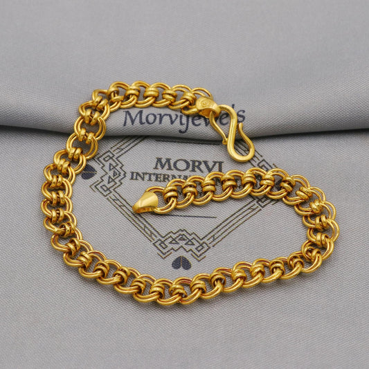 22k Gold Link Chain Bracelet For Women: Handmade Indian Style Jewelry, K6354