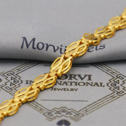 22k Gold Link Chain Bracelet: Handmade Indian Style Jewelry, K6356