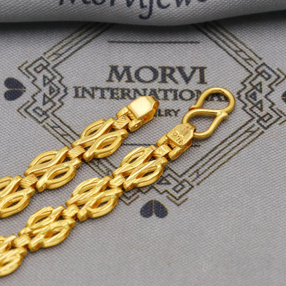 22k Gold Link Chain Bracelet: Handmade Indian Style Jewelry, K6356