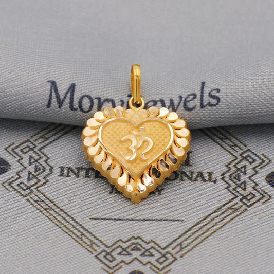 20k/18k Yellow Gold Om Pendant: Lightweight Indian Jewelry, K6361