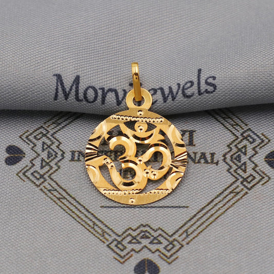 20k/18k Yellow Gold Om Pendant: Lightweight Indian Jewelry, K6362