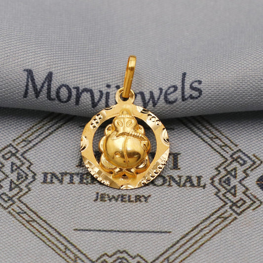 20k 18k Yellow Gold Ganesha Pendant: Lord Ganeshji Indian Hindu God Jewelry Gift, K6365