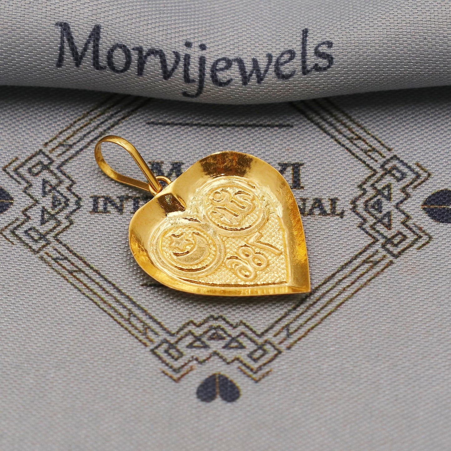 20k 18k Yellow Gold Allah 786 Pendant: Lightweight Islamic Jewelry, K6368