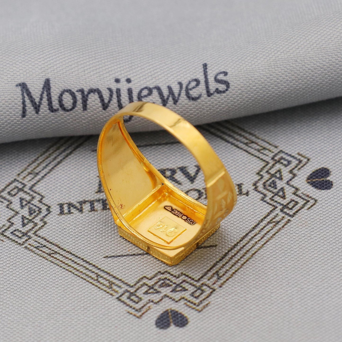 Square Design 22k solid gold ring handmade jewelry, Vintage Antique Style Indian Ring, Pure Gold Jewelry, K6372