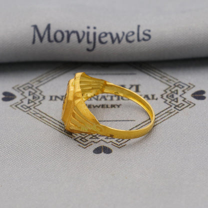 Hand Carved 22k solid gold ring handmade jewelry, Vintage Antique Style Indian Ring, Light Weight Gold Jewelry, K6376