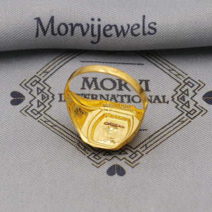 Hand Carved 22k solid gold ring handmade jewelry, Vintage Antique Style Indian Ring, Light Weight Gold Jewelry, K6378