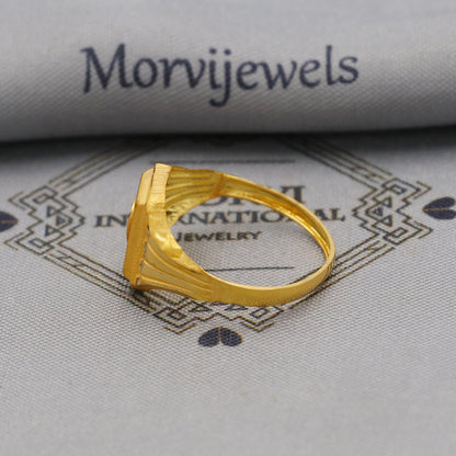 Hand Carved 22k solid gold ring handmade jewelry, Vintage Antique Style Indian Ring, Light Weight Gold Dainty Jewelry, K6379