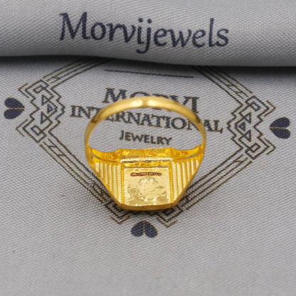 Hand Carved 22k solid gold ring handmade jewelry, Vintage Antique Style Indian Ring, Light Weight Gold Dainty Jewelry, K6381