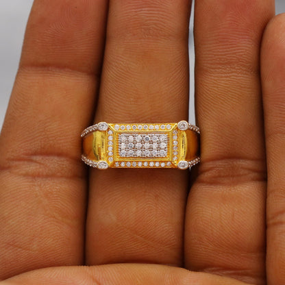 multi cz zircon stone ring Handmade 22k Gold Ring Indian Jewelry, K6387