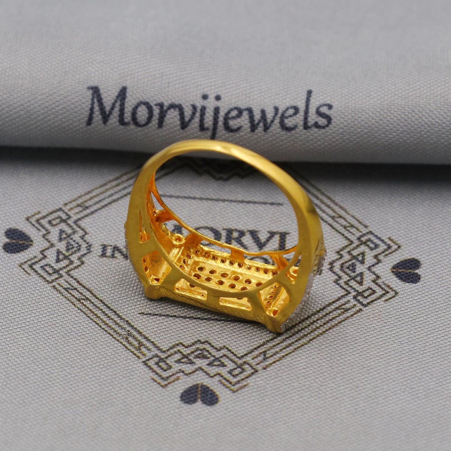 multi cz zircon stone ring Handmade 22k Gold Ring Indian Jewelry, K6387