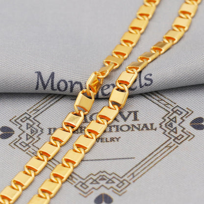 Beautiful 22k Yellow Gold Chain Necklace Gift , all sizes, 22k karat 22kt 22ct Indian Gold Handmade chain necklace Jewelry for gift, K6389
