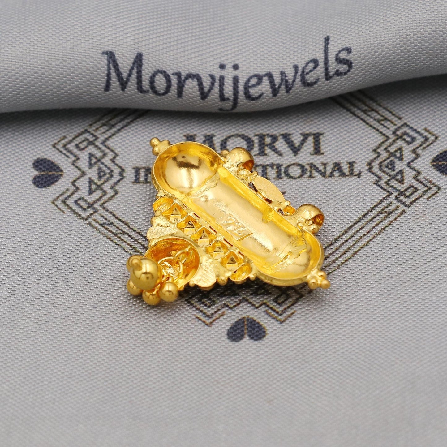 Pure 22k Gold Pendant with dangling beads Jewelry, Traditional Indian Vintage design Gold Jewelry, K6407