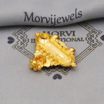Pure 22k Gold Pendant with dangling beads Jewelry, Traditional Indian Vintage design Gold Jewelry, K6407