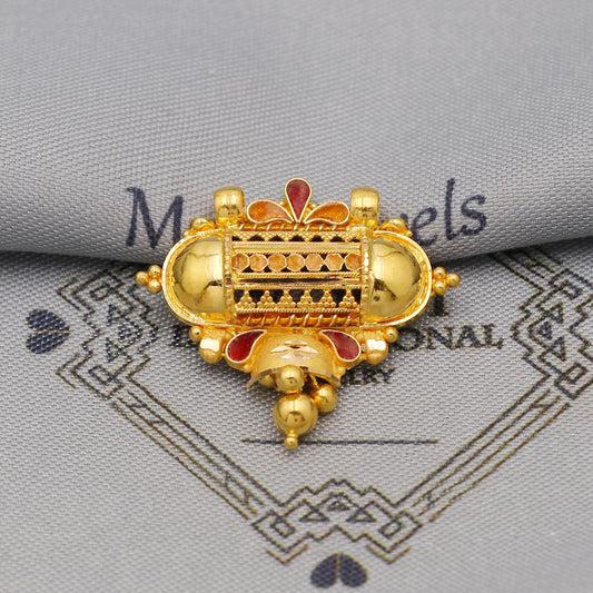 Pure 22k Gold Pendant with dangling beads Jewelry, Traditional Indian Vintage design Gold Jewelry, K6411