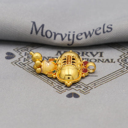 Pure 22k Gold Pendant with dangling beads Jewelry, Traditional Indian Vintage design Gold Jewelry, K6415