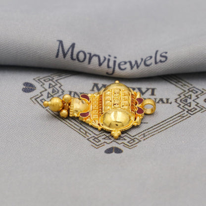 Pure 22k Gold Pendant with dangling beads Jewelry, Traditional Indian Vintage design Gold Jewelry, K6417