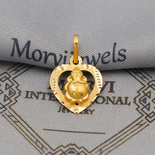 20k 18k Yellow Gold Ganesha Pendant: Lord Ganeshji Indian Hindu God Jewelry Gift, K6421