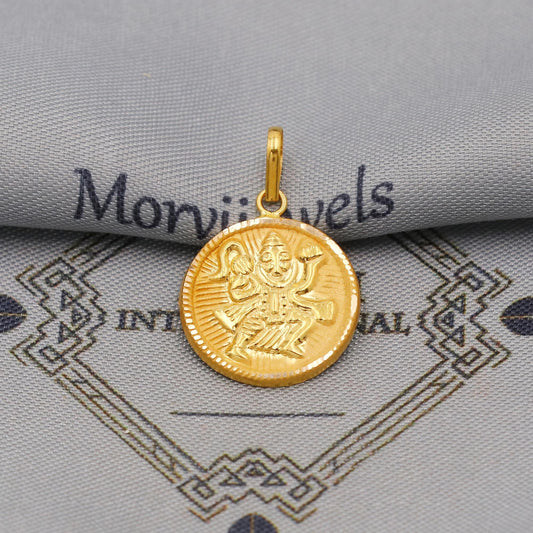 20k/18k Yellow Gold Hanuman Pendant: Indian Religious God Jewelry, K6430