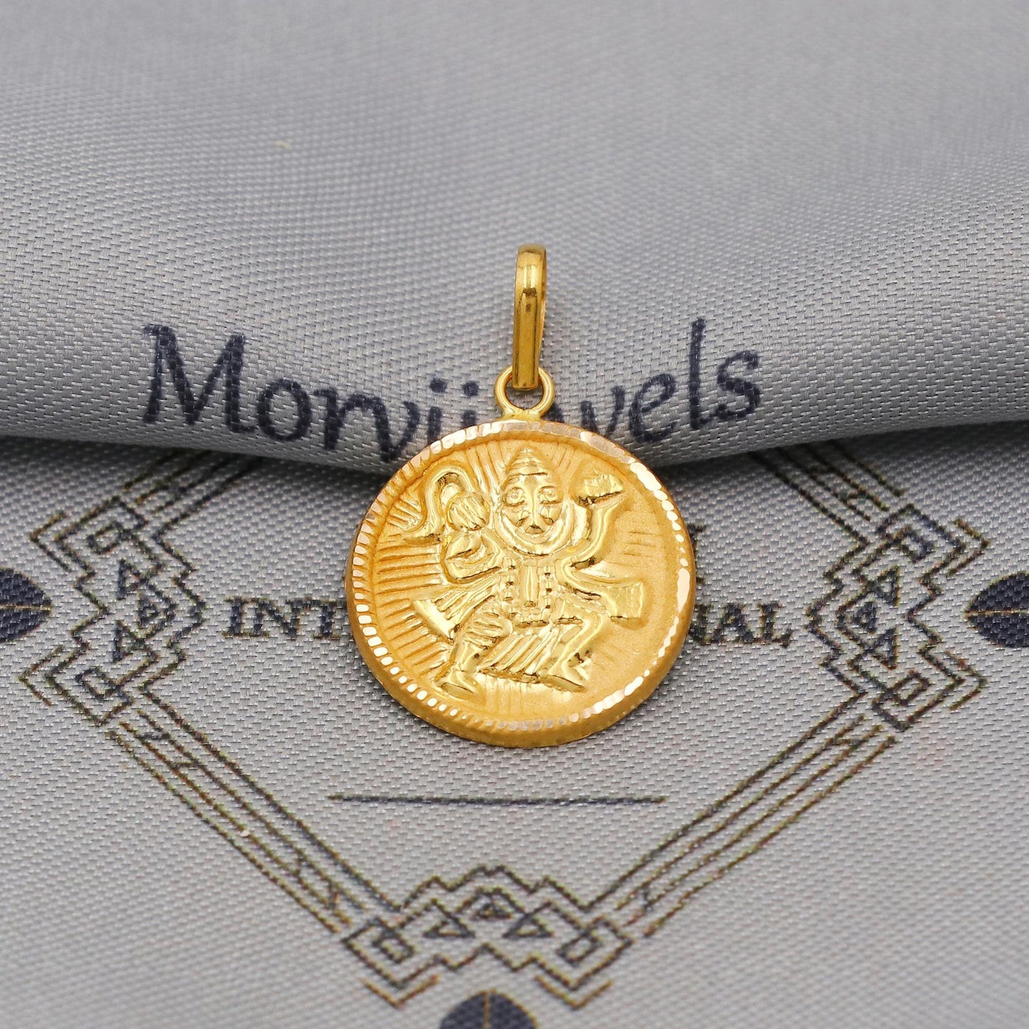 20k/18k Yellow Gold Hanuman Pendant: Indian Religious God Jewelry, K6430