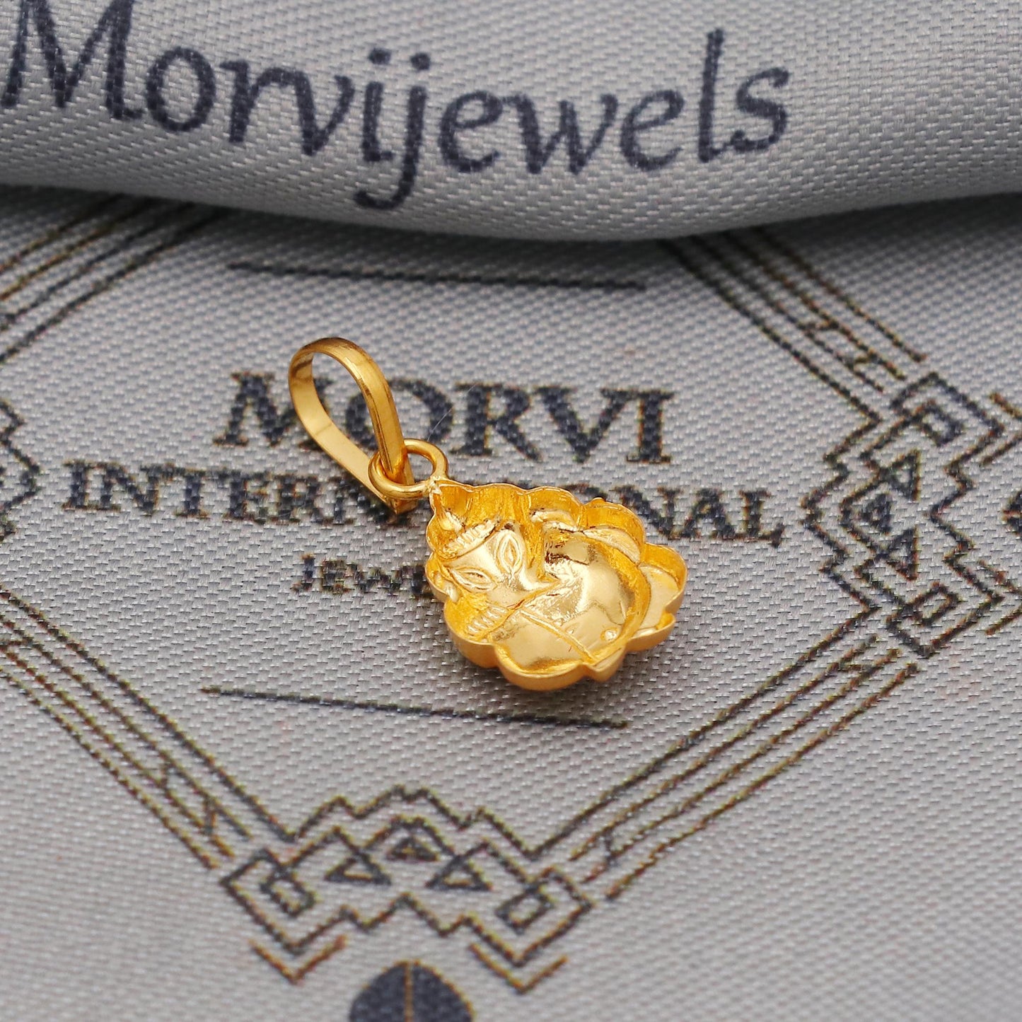 20k 18k Yellow Gold Ganesha Pendant: Lord Ganeshji Indian Hindu God Jewelry Gift, Light weight thin locket in pure gold, K6442