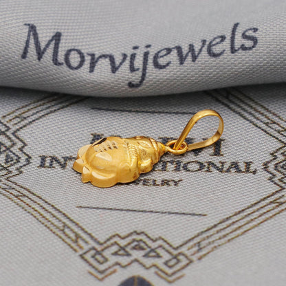 20k 18k Yellow Gold Ganesha Pendant: Lord Ganeshji Indian Hindu God Jewelry Gift, Light weight thin locket in pure gold, K6442