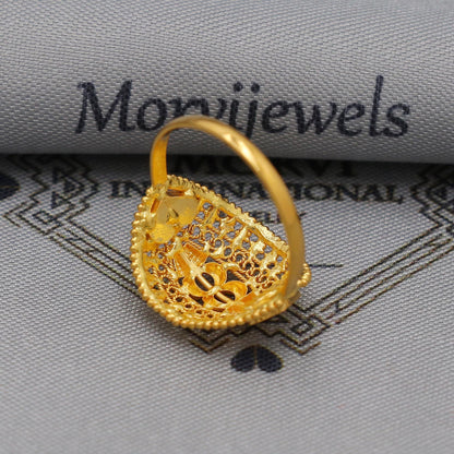 22k Gold Gold Ring, Dome Vintage Designer Unique New Solid Gold 22k Ring, Rajasthani Indian Jewelry, Filigree Oval Shape Ring, K6120