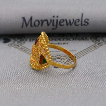 22k Gold Gold Ring, Dome Vintage Designer Unique New Solid Gold 22k Ring, Rajasthani Indian Jewelry, Filigree Oval Shape Ring, K6121