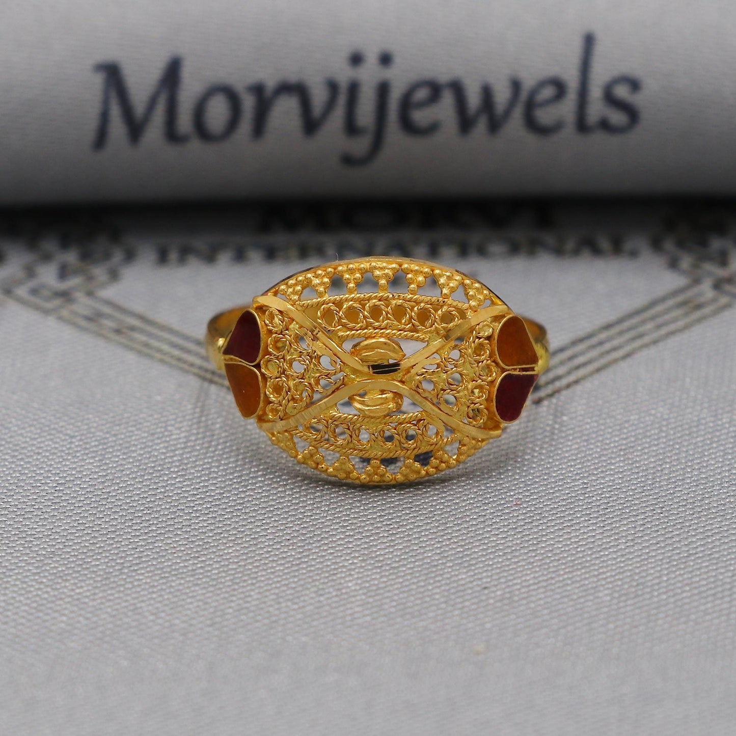 Intricate 22k Yellow Gold Ring, K6122