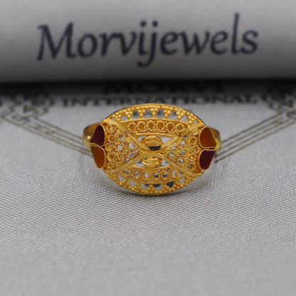 Intricate 22k Yellow Gold Ring, K6122