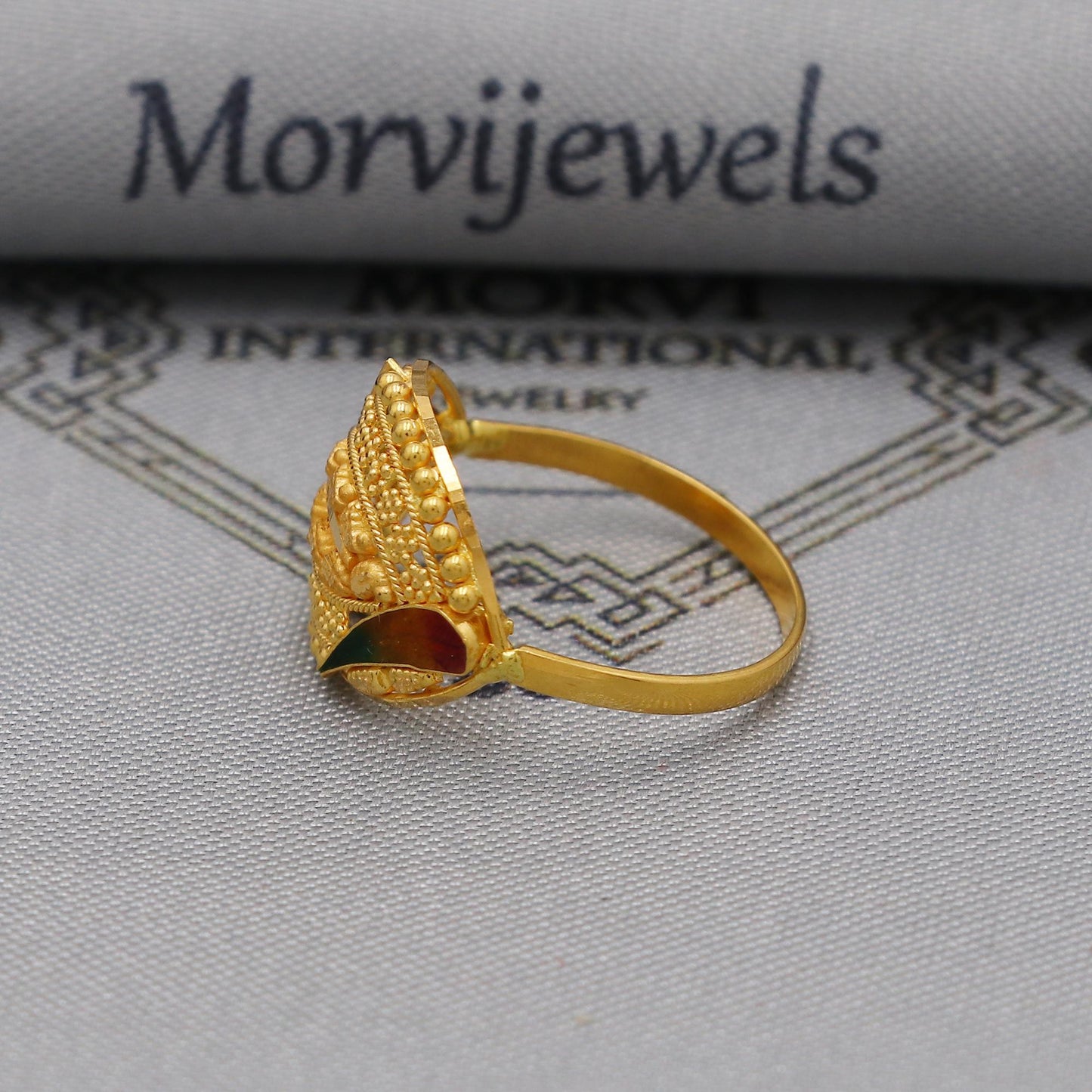 22k Gold Gold Ring, Dome Vintage Designer Unique New Solid Gold 22k Ring, Rajasthani Indian Jewelry, Filigree Oval Shape Ring, K6123