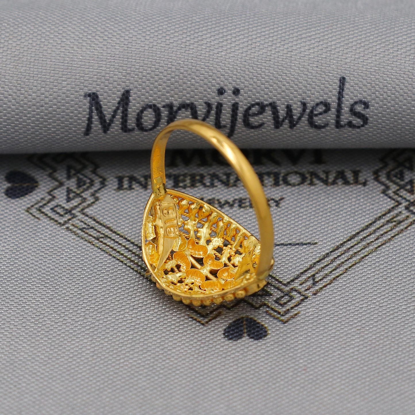 22k Gold Gold Ring, Dome Vintage Designer Unique New Solid Gold 22k Ring, Rajasthani Indian Jewelry, Filigree Oval Shape Ring, K6123