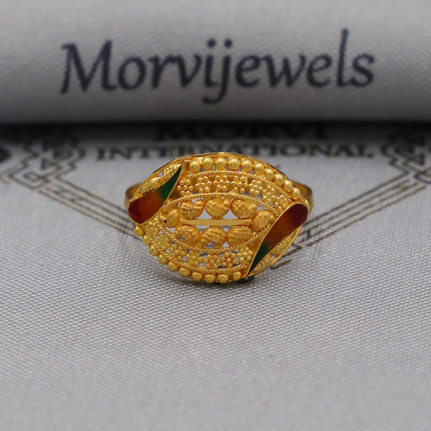 22k Gold Gold Ring, Dome Vintage Designer Unique New Solid Gold 22k Ring, Rajasthani Indian Jewelry, Filigree Oval Shape Ring, K6123
