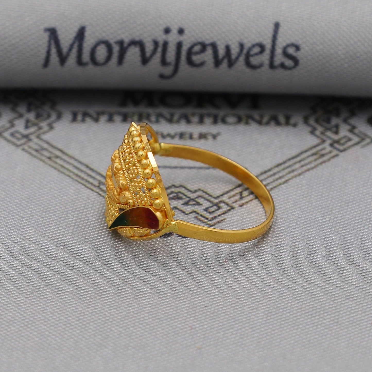 22k Gold Gold Ring, Dome Vintage Designer Unique New Solid Gold 22k Ring, Rajasthani Indian Jewelry, Filigree Oval Shape Ring, K6123