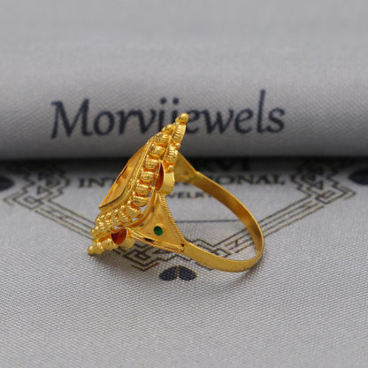 22k Gold Gold Ring, Vintage Designer Solid Gold 22k Ring, Rajasthani Indian Jewelry, Beautiful Women Gold Handmade Ring Jewelry, K6127