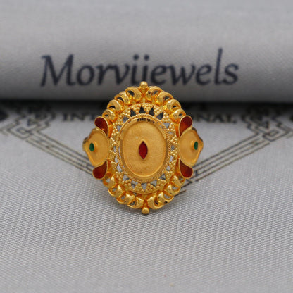 22k Gold Gold Ring, Vintage Designer Solid Gold 22k Ring, Rajasthani Indian Jewelry, Beautiful Women Gold Handmade Ring Jewelry, K6128
