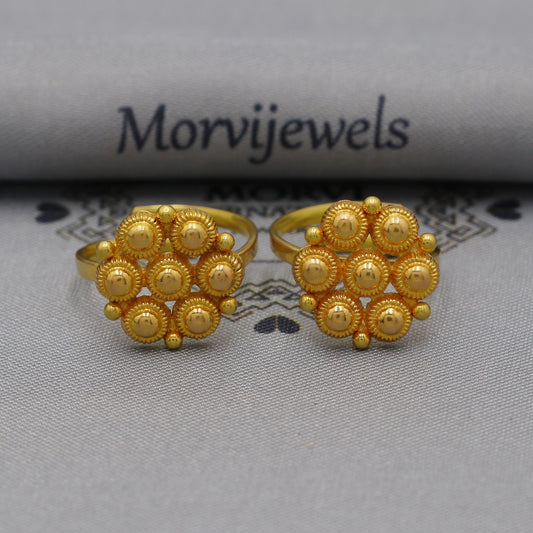 Pure 22k Solid Gold toe ring indian bichiya , Handmade gold toe ring pair for leg, gold toe finger jewelry, real gold bichiya Gift, K6132