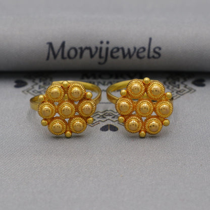 Pure 22k Solid Gold toe ring indian bichiya , Handmade gold toe ring pair for leg, gold toe finger jewelry, real gold bichiya Gift, K6132
