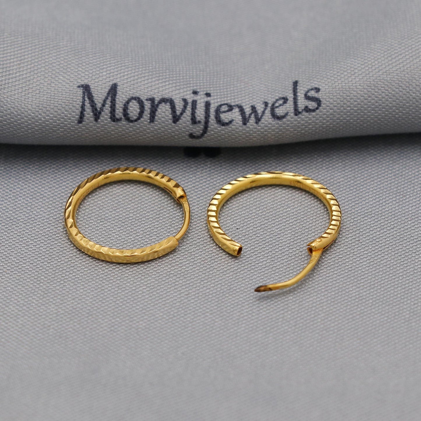 22k Yellow Gold Hoop Bali Earrings , Handmade big Yellow gold earrings for women, Valentine Day gift, simple design indian gold earrings