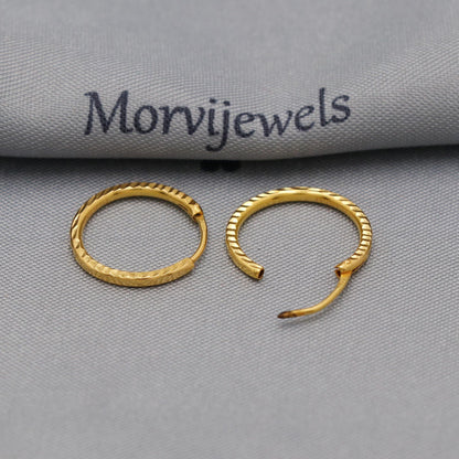 22k Yellow Gold Hoop Bali Earrings , Handmade big Yellow gold earrings for women, Valentine Day gift, simple design indian gold earrings