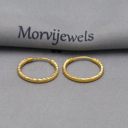 22k Yellow Gold Hoop Bali Earrings , Handmade big Yellow gold earrings for women, Valentine Day gift, simple design indian gold earrings