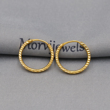 22k Yellow Gold Hoop Bali Earrings , Handmade big Yellow gold earrings for women, Valentine Day gift, simple design indian gold earrings
