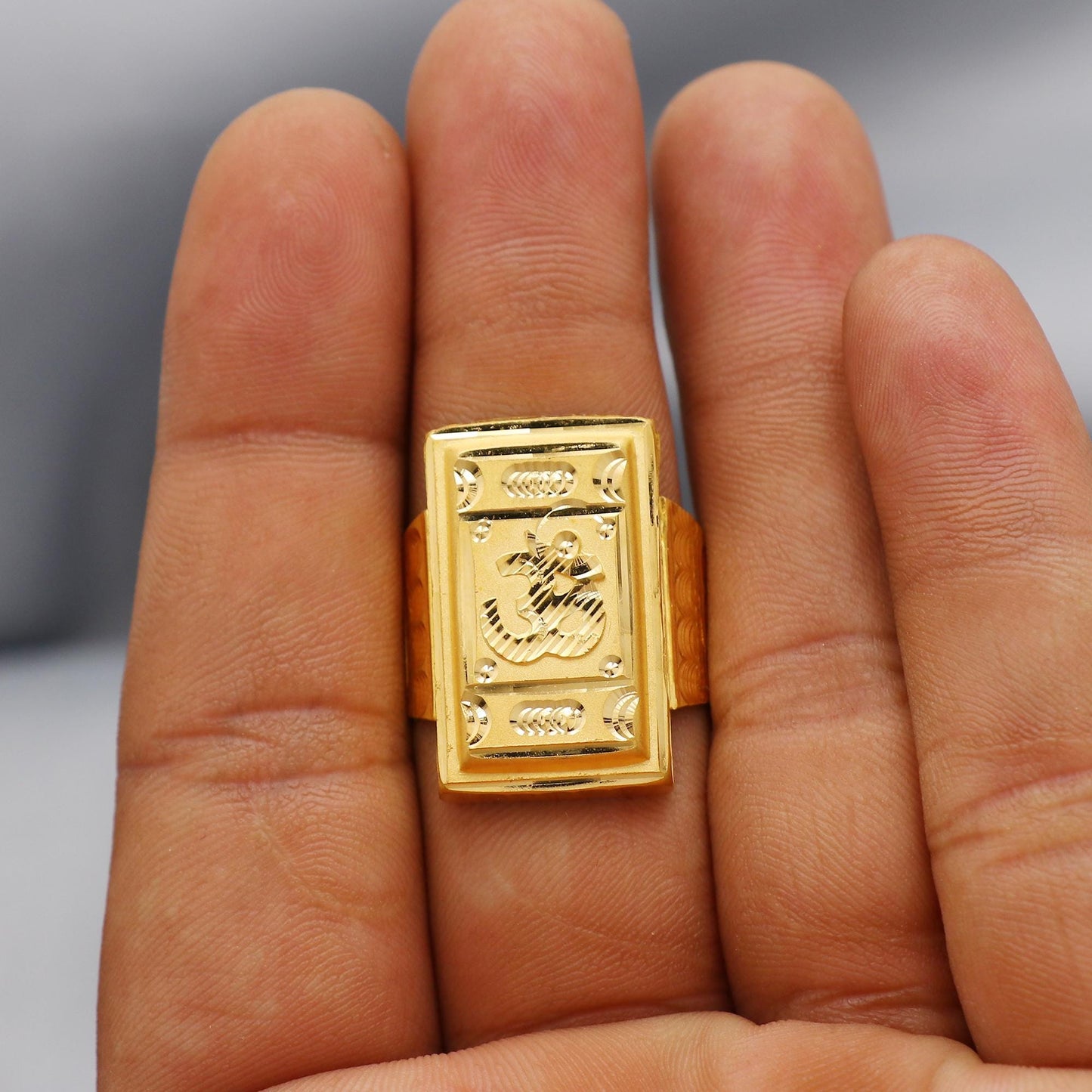 Handmade OM 22k Gold Ring Indian Jewelry, K5985