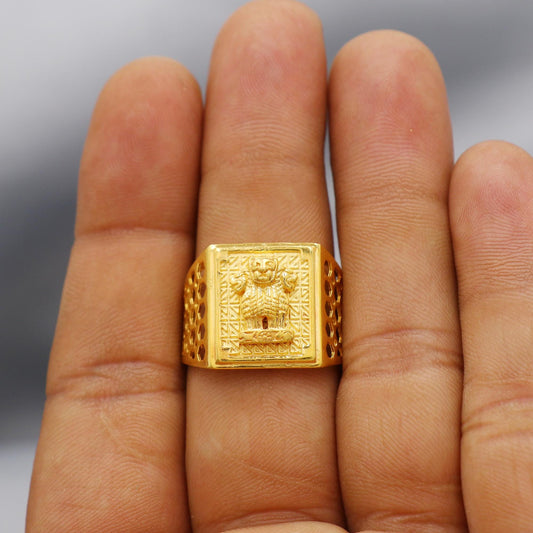 Ashoka Emblem Ring Handmade 22k Gold Ring Indian Jewelry, K5990