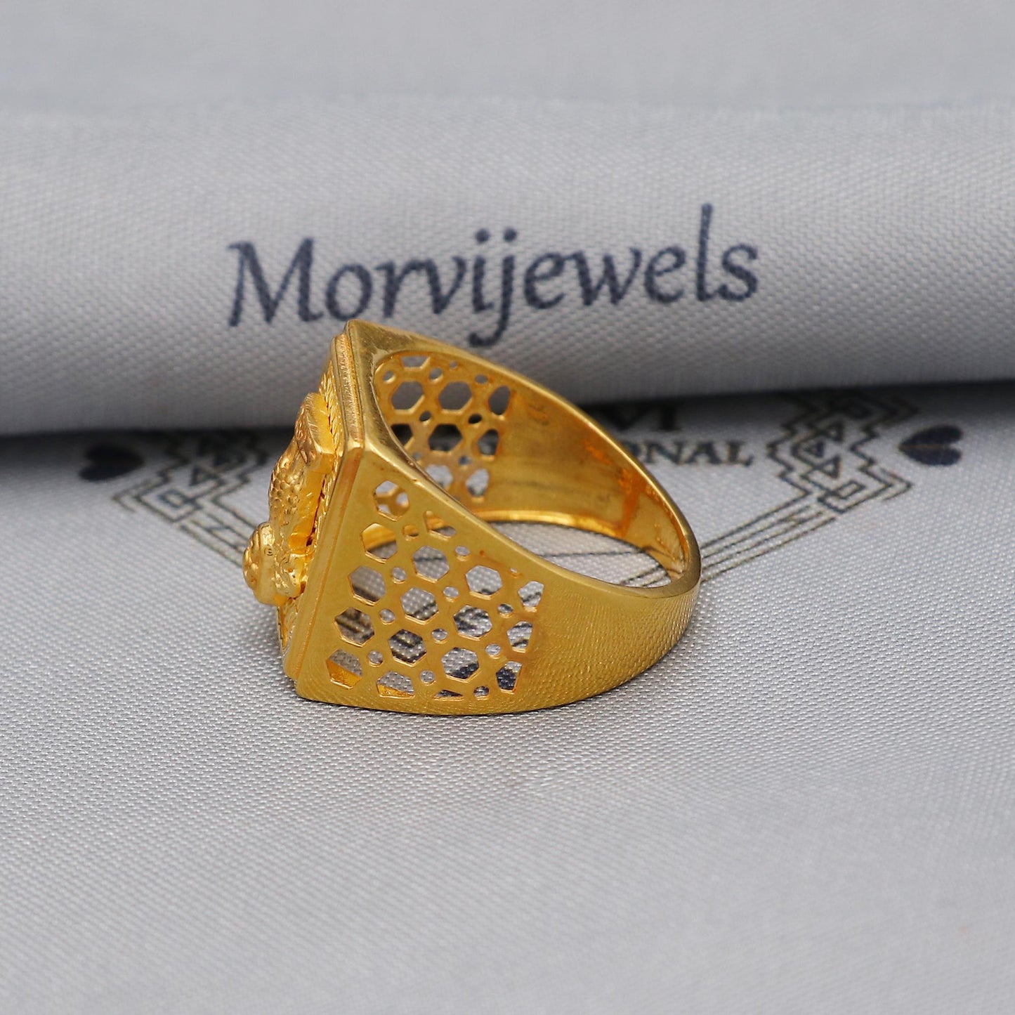 Ashoka Emblem Ring Handmade 22k Gold Ring Indian Jewelry, K5990