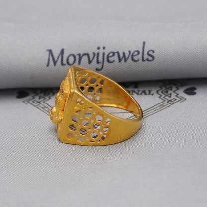 Ashoka Emblem Ring Handmade 22k Gold Ring Indian Jewelry, K5990