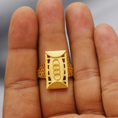 Handmade 22k Yellow Gold Ring Indian Jewelry, K5992